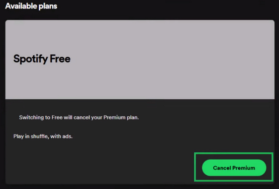 cancel spotify premium on windows