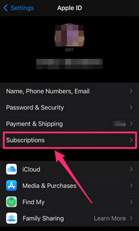 tap on subscriptions