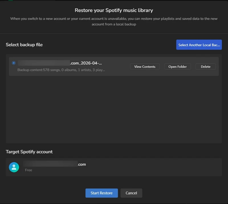 restore spotify music library