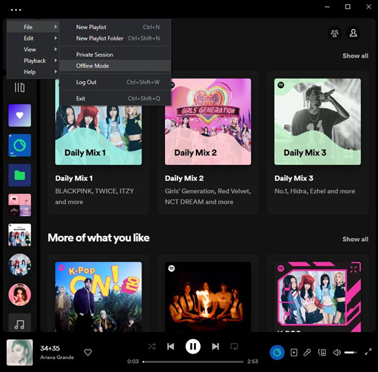 enable spotify offline mode on windows