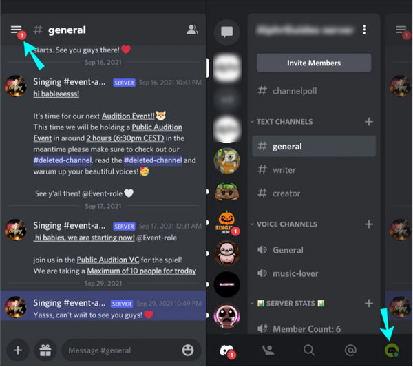 open discord user settings on mobile