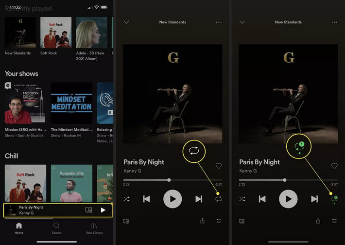 put spotify song on repeat on mobile