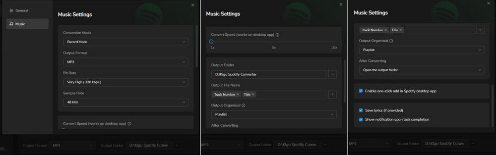 flexible output settings