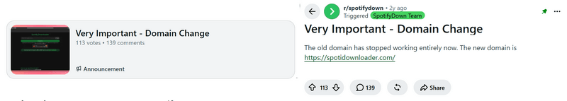 spotifydown domain change alert