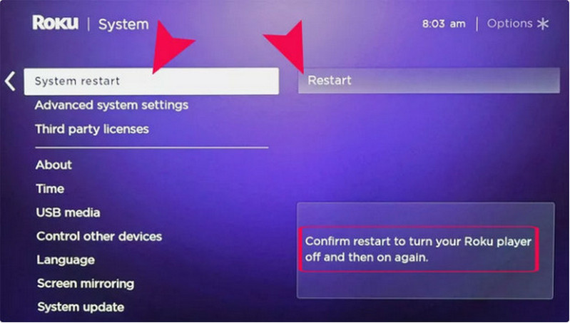 restart Roku