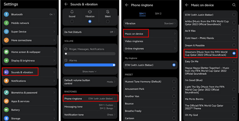 set ringtones on android