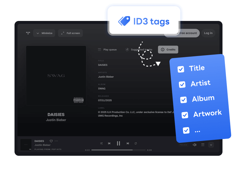 retain metadata of tidal tracks