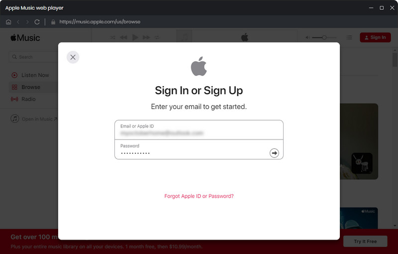 login apple music on web player