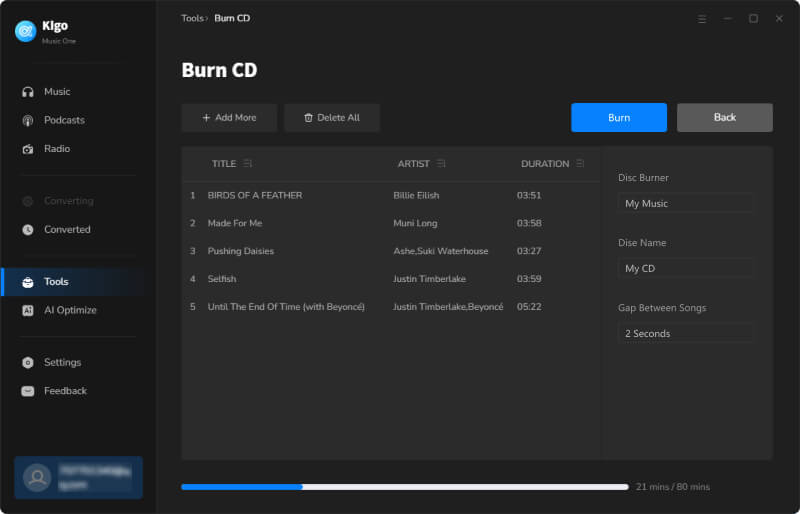 Burn Music to CD