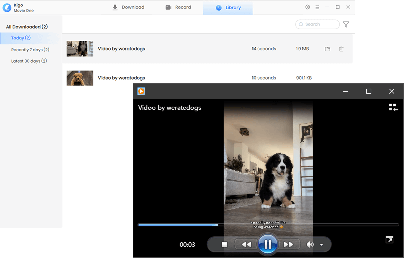 watch the downloaded ins video