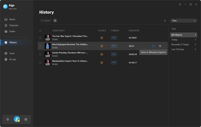 find downloaded podcasts