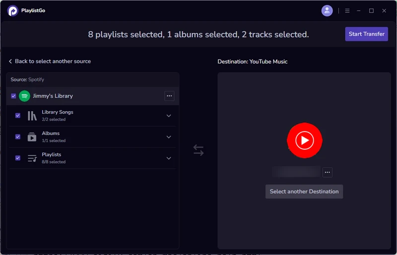 choose destination streaming service