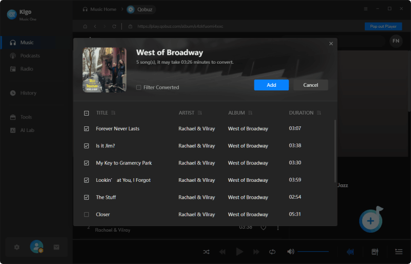 confirm qobuz tracks to download