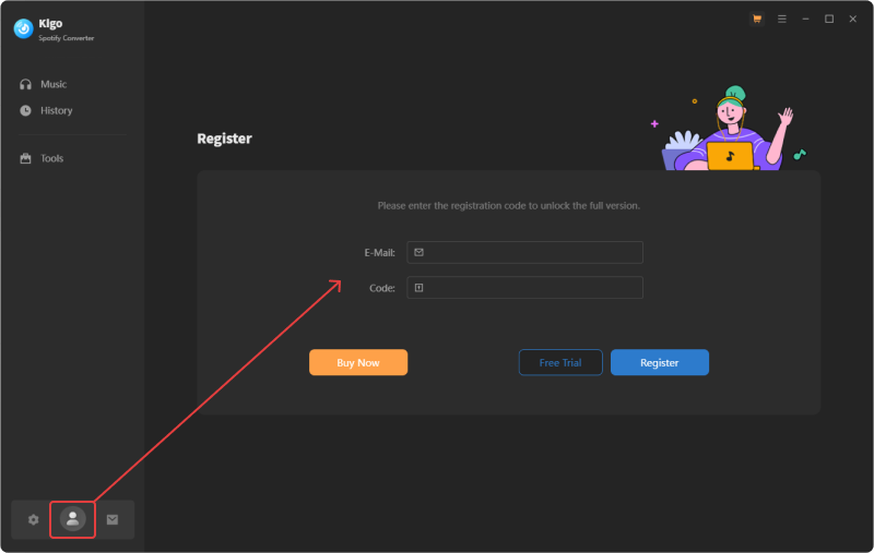 Register Kigo Spotify Converter