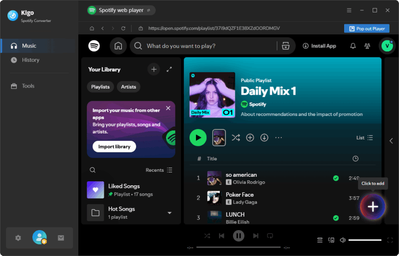 web player source - add music to download