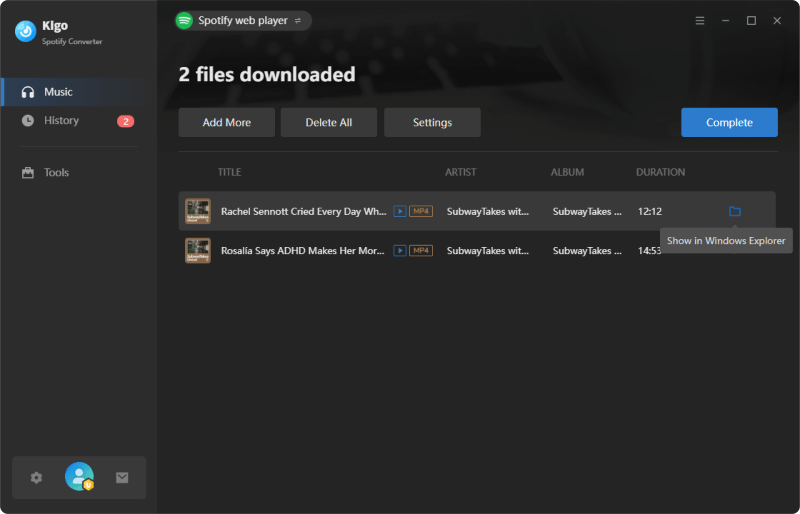 finsh downloading spotify vieo to mp4