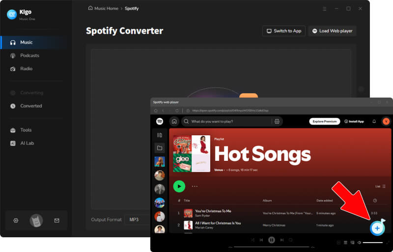 click to add songs