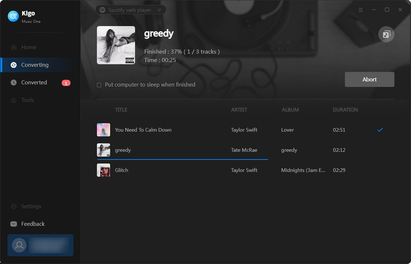 start converting Spotify music