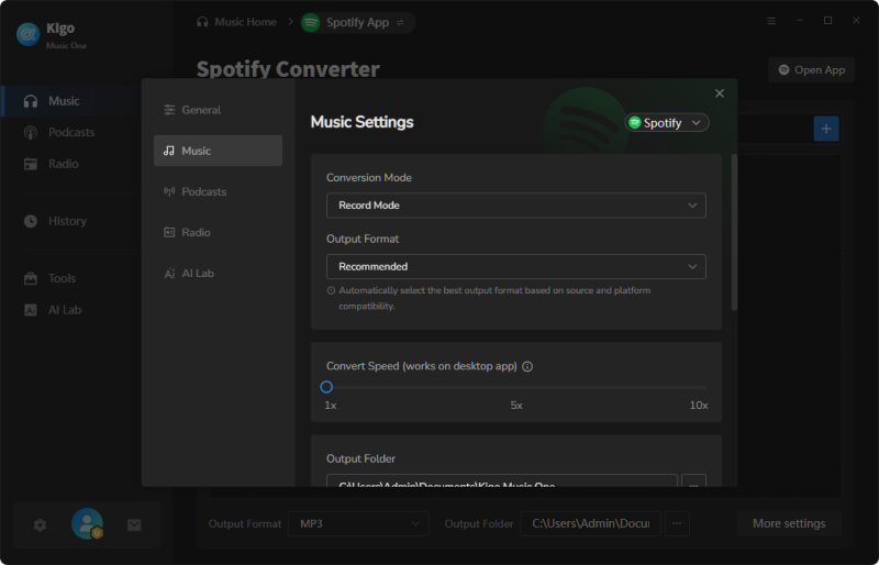 customize output settings to save lossless audio