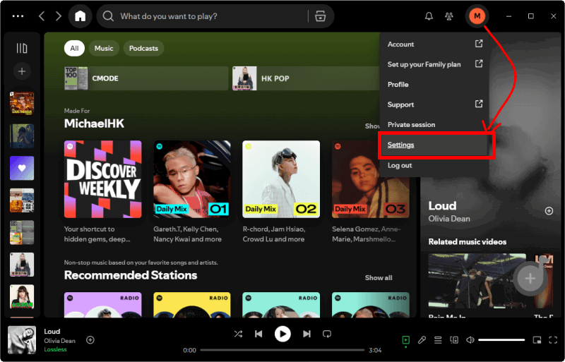go to spotify profile