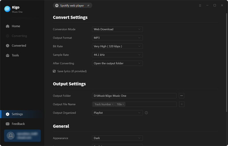 Choose Output settings