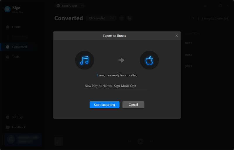 start exporting spotify music to itunes