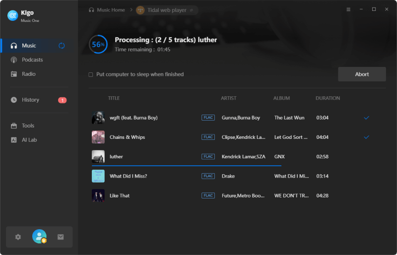 downloading tidal songs